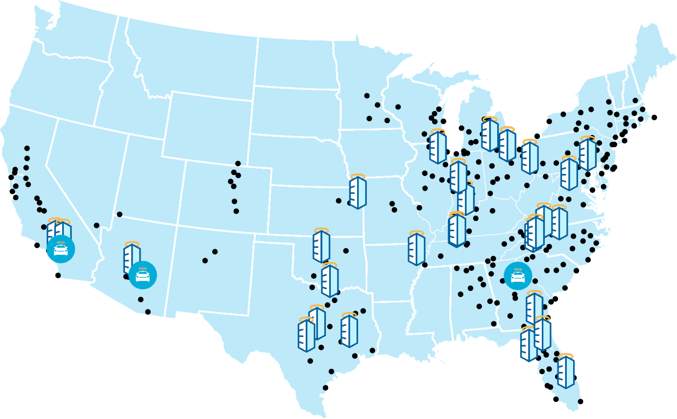 USA Map with Carvana Locations
