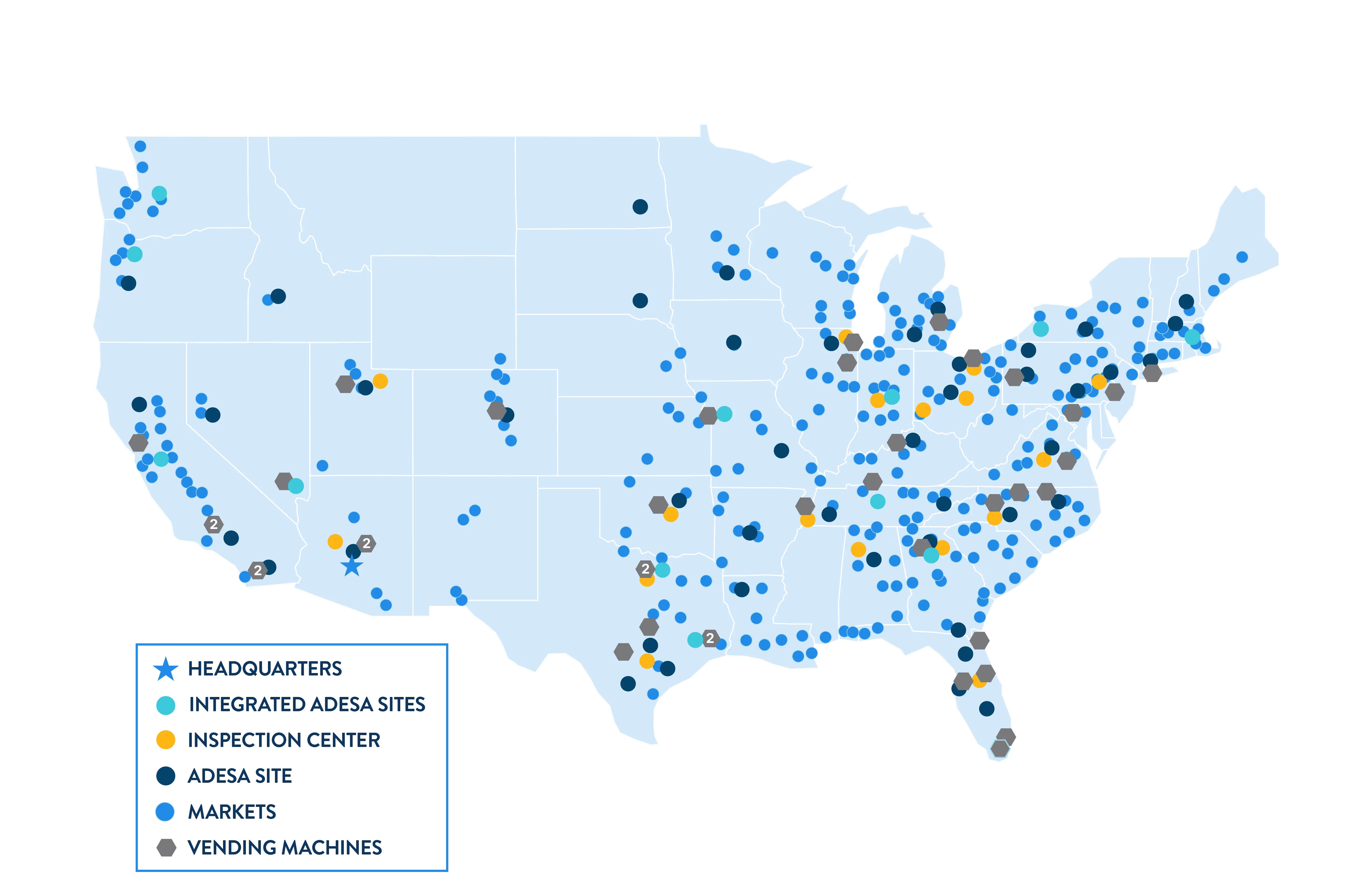 USA Map with Carvana Locations
